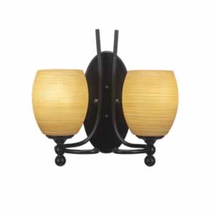 Capri 2 Light Wall Sconce Shown In Dark Granite Finish With 5" Cayenne Linen Glass