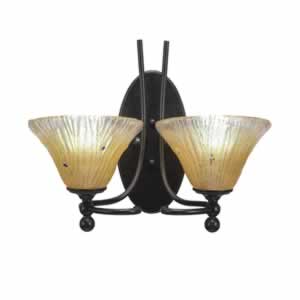 Capri 2 Light Wall Sconce Shown In Dark Granite Finish With 7" Amber Crystal Glass