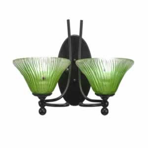 Capri 2 Light Wall Sconce Shown In Bronze Finish With 7" Kiwi Green Crystal Glass