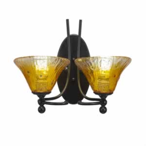 Capri 2 Light Wall Sconce Shown In Bronze Finish With 7" Gold Champagne Crystal Glass