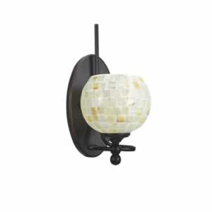 Capri 1 Light Wall Sconce Shown In Dark Granite Finish With 6" Sea Shell Glass