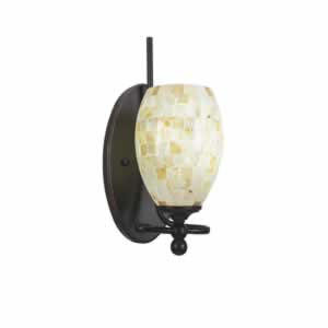 Capri 1 Light Wall Sconce Shown In Dark Granite Finish With 5" Sea Shell Glass