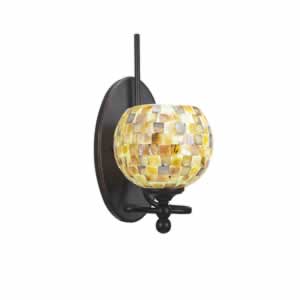 Capri 1 Light Wall Sconce Shown In Dark Granite Finish With 6" Sea Shell Glass