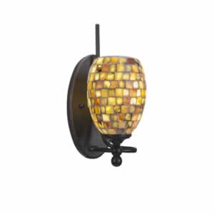 Capri 1 Light Wall Sconce Shown In Dark Granite Finish With 5" Sea Shell Glass