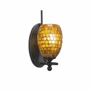 Capri 1 Light Wall Sconce Shown In Dark Granite Finish With 5" Mosaic Glass