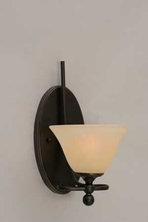 Capri 1 Light Wall Sconce Shown In Dark Granite Finish With 7" Amber Marble Glass