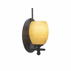 Capri 1 Light Wall Sconce Shown In Dark Granite Finish With 5" Cayenne Linen Glass