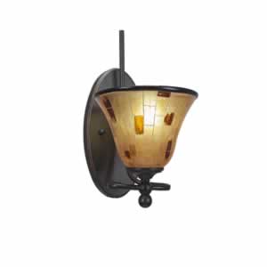 Capri 1 Light Wall Sconce Shown In Dark Granite Finish With 7" Penshell Resin Shade