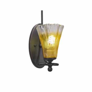Capri 1 Light Wall Sconce Shown In Dark Granite Finish With 5.5" Gold Champagne Crystal Glass