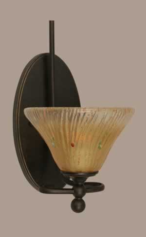 Capri 1 Light Wall Sconce Shown In Dark Granite Finish With 7" Amber Crystal Glass