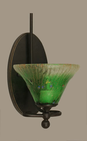 Capri 1 Light Wall Sconce Shown In Dark Granite Finish With 7" Kiwi Green Crystal Glass