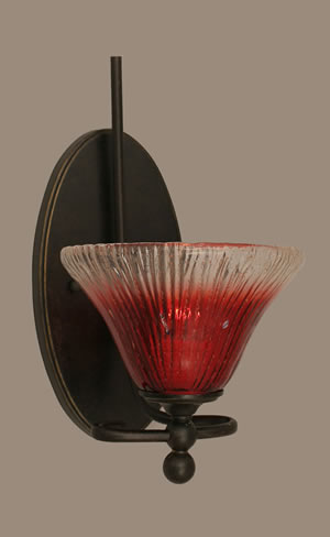 Capri 1 Light Wall Sconce Shown In Dark Granite Finish With 7" Italian Ice Glass