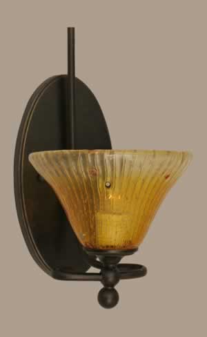 Capri 1 Light Wall Sconce Shown In Dark Granite Finish With 7" Gold Champagne Crystal Glass