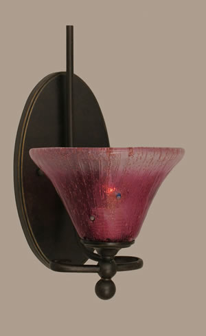 Capri 1 Light Wall Sconce Shown In Dark Granite Finish With 7" Wine Crystal Glass