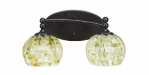 Capri 2 Light Bath Bar Shown In Dark Granite Finish With 6" Sea Shell Glass