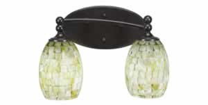 Capri 2 Light Bath Bar Shown In Dark Granite Finish With 5" Sea Shell Glass