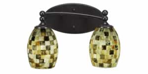 Capri 2 Light Bath Bar Shown In Dark Granite Finish With 5" Sea Shell Glass