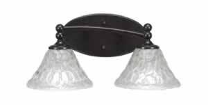 Capri 2 Light Bath Bar Shown In Dark Granite Finish With 7" Italian Bubble Glass