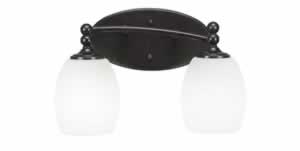 Capri 2 Light Bath Bar Shown In Dark Granite Finish With 5" White Linen Glass