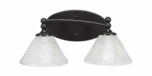 Capri 2 Light Bath Bar Shown In Dark Granite Finish With 7" Gold Ice Glass