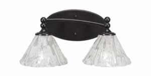 Capri 2 Light Bath Bar Shown In Dark Granite Finish With 7" Italian Ice Glass