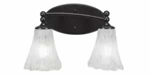 Capri 2 Light Bath Bar Shown In Dark Granite Finish With 5.5" Italian Ice Glass