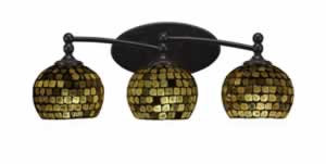 Capri 3 Light Bath Bar Shown In Dark Granite Finish With 6" Mosaic Glass