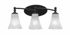 Capri 3 Light Bath Bar Shown In Dark Granite Finish With 5.5" Italian Ice Glass