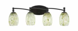 Capri 4 Light Bath Bar Shown In Dark Granite Finish With 5" Sea Shell Glass