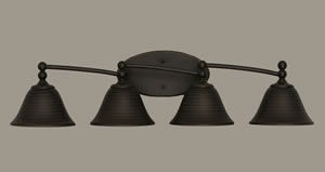 Capri 4 Light Bath Bar Shown In Dark Granite Finish With 7" Charcoal Spiral Glass