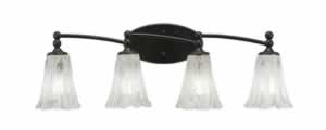 Capri 4 Light Bath Bar Shown In Dark Granite Finish With 5.5" Italian Ice Glass