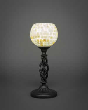Eleganté Mini Table Lamp Shown In Bronze Finish With 6" Mystic Seashell Glass