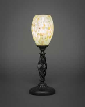 Eleganté Mini Table Lamp Shown In Bronze Finish With 5" Ivory Glaze Seashell Glass