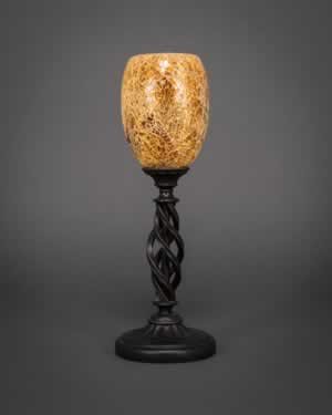 Eleganté Mini Table Lamp Shown In Bronze Finish With 5" Gold Fusion Glass