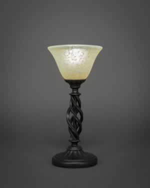 Eleganté Mini Table Lamp Shown In Dark Granite Finish With 7" Amber Marble Glass