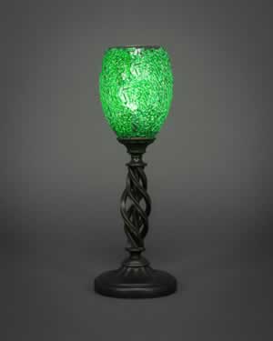 Eleganté Mini Table Lamp Shown In Bronze Finish With 5" Green Fusion Glass