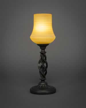 Eleganté Mini Table Lamp Shown In Bronze Finish With 5.5" Cayenne Linen Glass