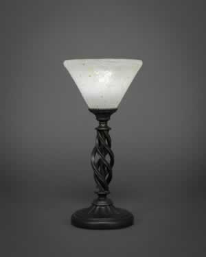 Eleganté Mini Table Lamp Shown In Bronze Finish With 7" Gold Ice Crystal Glass