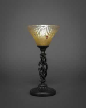 Eleganté Table Lamp Shown In Dark Granite Finish With 7" Amber Crystal Glass