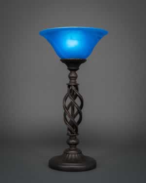 Eleganté Table Lamp Shown In Dark Granite Finish With 10" Blue Italian Glass