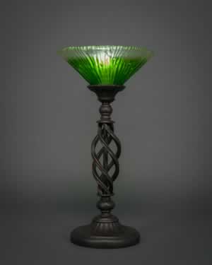 Eleganté Table Lamp Shown In Bronze Finish With 10" Kiwi Green Crystal Glass