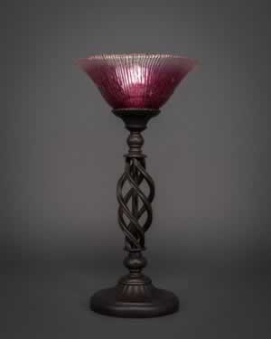 Eleganté Table Lamp Shown In Bronze Finish With 10" Wine Crystal Glass