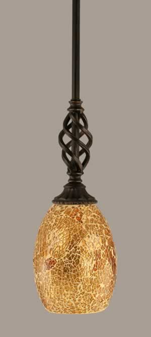 Eleganté Mini Pendant With Hang Straight Swivel Shown In Dark Granite Finish With 5" Gold Fusion Glass