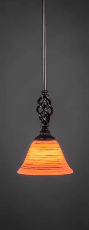 Eleganté Mini Pendant With Hang Straight Swivel Shown In Dark Granite Finish With 7" Firré Saturn Glass