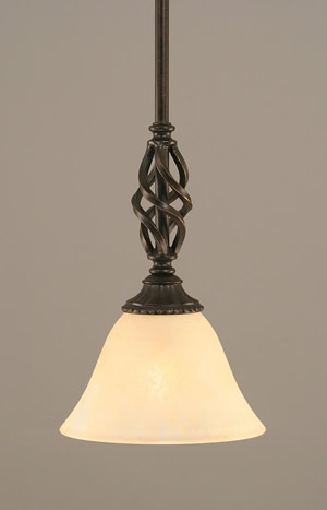Eleganté Mini Pendant With Hang Straight Swivel Shown In Dark Granite Finish With 7" Amber Marble Glass