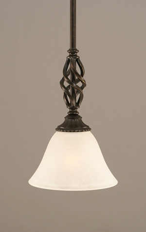 Eleganté Mini Pendant With Hang Straight Swivel Shown In Dark Granite Finish With 7" White Marble Glass