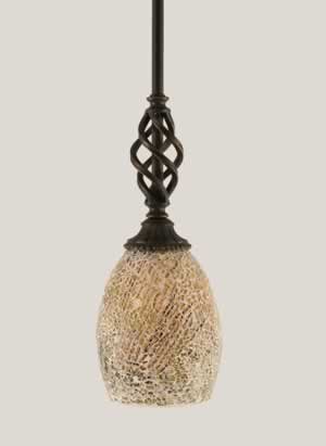 Eleganté Mini Pendant Shown In Dark Granite Finish With 5" Natural Fusion Glass