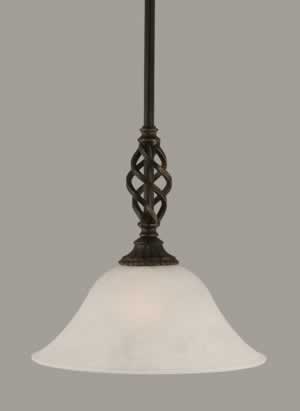 Eleganté Mini Pendant With Hang Straight Swivel Shown In Dark Granite Finish With 10" White Marble Glass