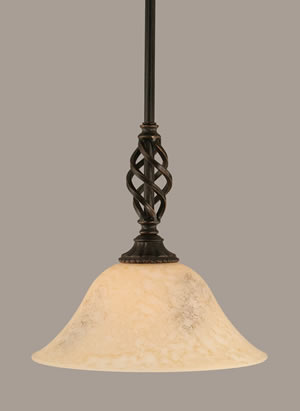 Eleganté Mini Pendant With Hang Straight Swivel Shown In Dark Granite Finish With 10" Italian Marble Glass