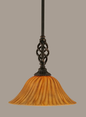 Eleganté Mini Pendant With Hang Straight Swivel Shown In Dark Granite Finish With 10" Tiger Glass